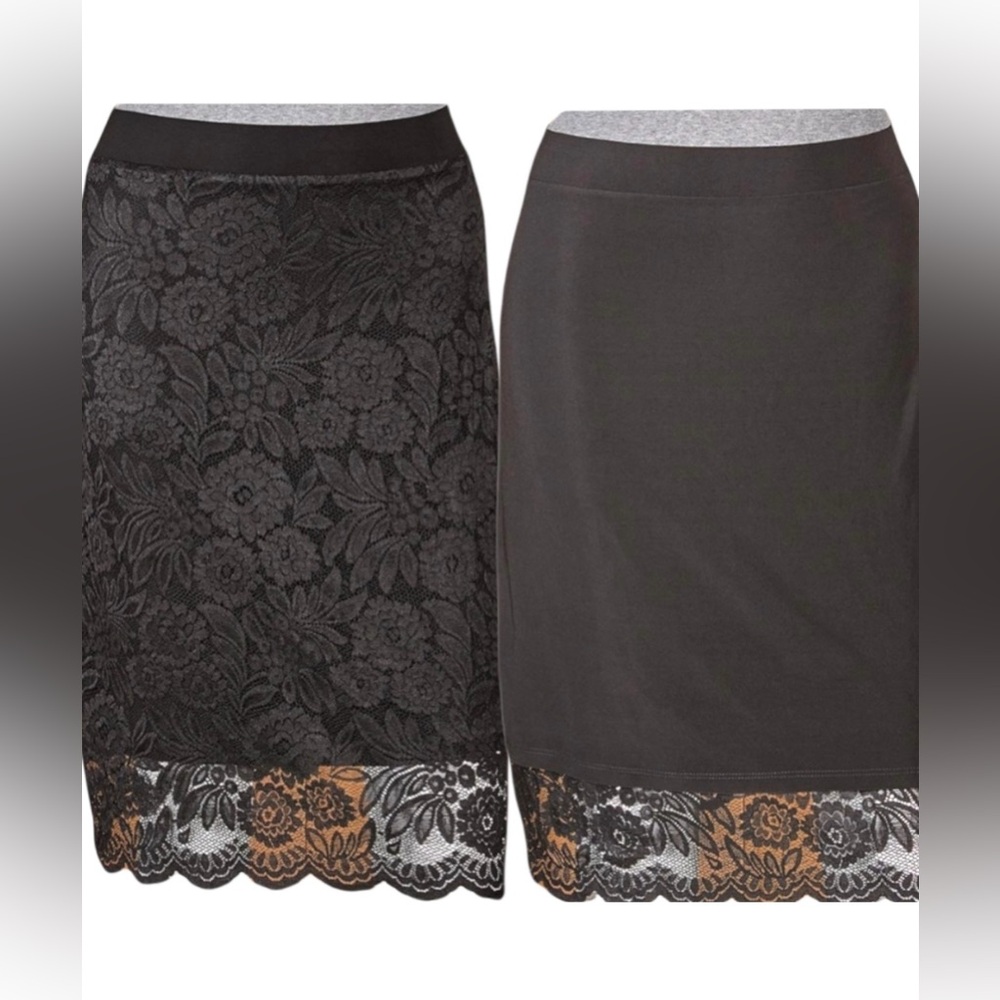 Charlie Paige Black Lace Reversible Skirt NWT